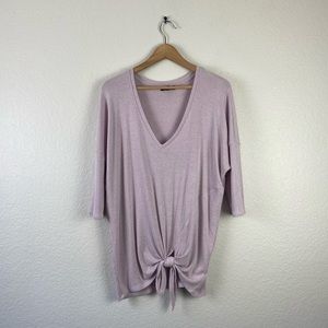 EXPRESS light purple short sleeve robbed tie front top size XL.